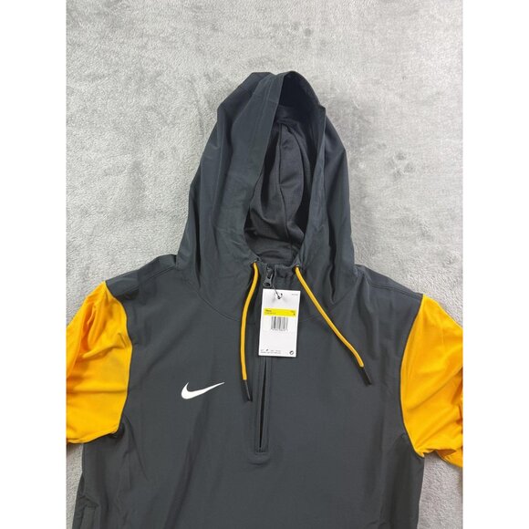 Nike Jacket Mens Small Black Yellow Hooded Quarter Zip Pullover Mesh FJ9536-015 - Picture 2 of 12